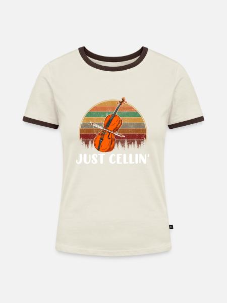 cello just cellin - Frauen Kontrast-T-Shirt - Off-White/Dunkelbraun