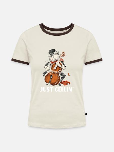 cello just cellin - Frauen Kontrast-T-Shirt - Off-White/Dunkelbraun