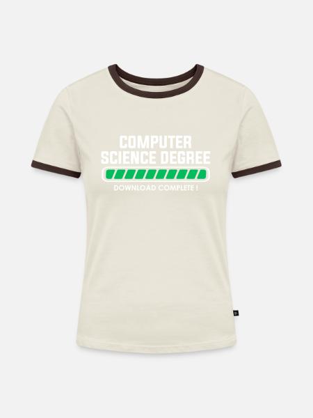computer science degree - Frauen Kontrast-T-Shirt - Off-White/Dunkelbraun