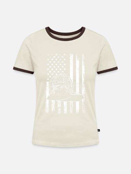 airboat american flag - Frauen Kontrast-T-Shirt - Off-White/Dunkelbraun