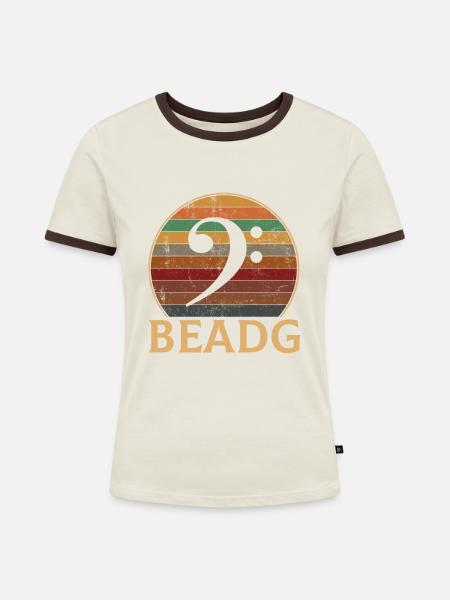 BEADG Bass Clef - Frauen Kontrast-T-Shirt - Off-White/Dunkelbraun