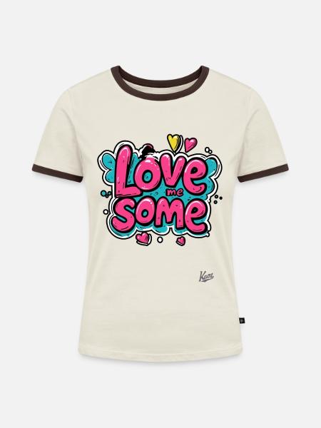 Liebe mich das - Frauen Kontrast-T-Shirt - Off-White/Dunkelbraun