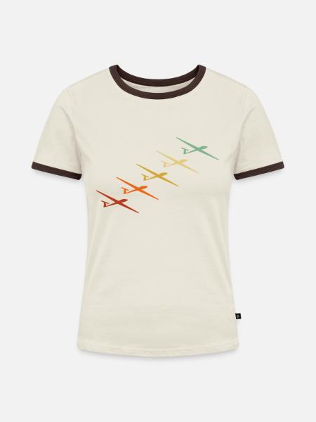 Sailplane Glider Aviation - Frauen Kontrast-T-Shirt - Off-White/Dunkelbraun