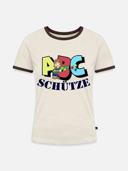 ABC Schütze - Frauen Kontrast-T-Shirt - Off-White/Dunkelbraun