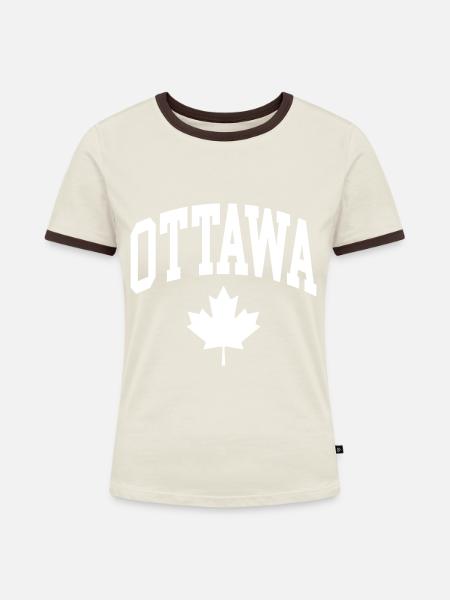 Ottawa - Frauen Kontrast-T-Shirt - Off-White/Dunkelbraun