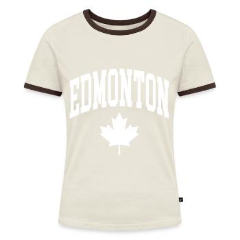 Edmonton - Frauen Kontrast-T-Shirt - Off-White/Dunkelbraun - Vorne - AI Model Female 172 dark (172cm)