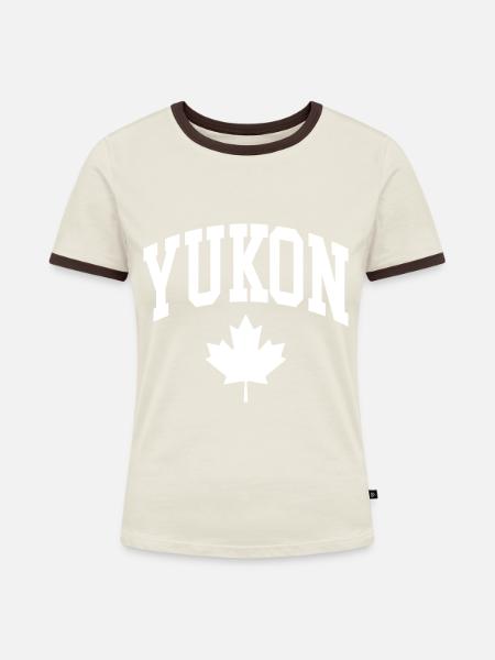 Yukon - Frauen Kontrast-T-Shirt - Off-White/Dunkelbraun