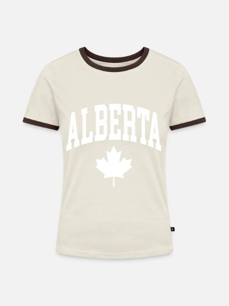 Alberta - Frauen Kontrast-T-Shirt - Off-White/Dunkelbraun
