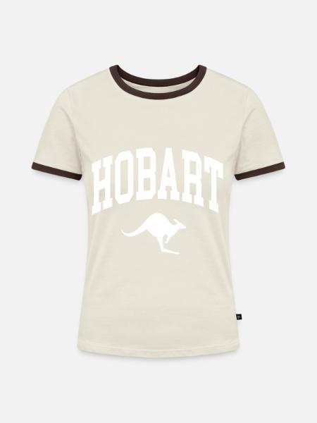 Hobart - Frauen Kontrast-T-Shirt - Off-White/Dunkelbraun