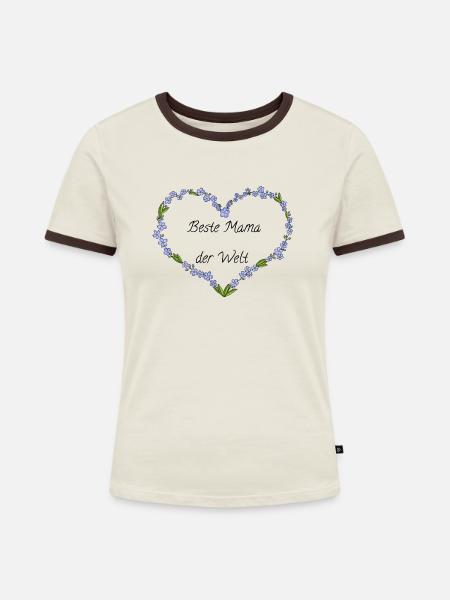 Beste Mama der Welt - Frauen Kontrast-T-Shirt - Off-White/Dunkelbraun