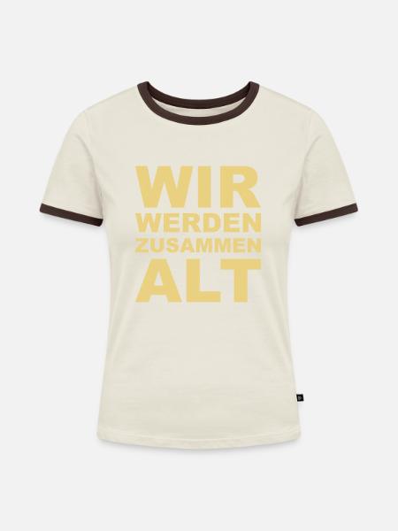 Zusammen alt - Frauen Kontrast-T-Shirt - Off-White/Dunkelbraun