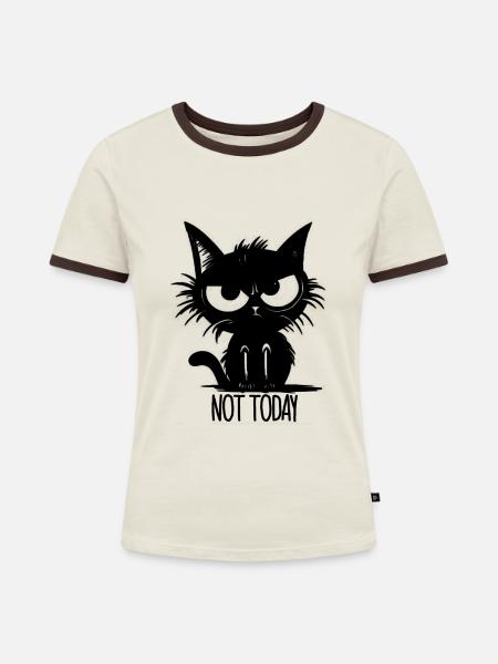 Not Today Katze Geschenkidee - Frauen Kontrast-T-Shirt - Off-White/Dunkelbraun