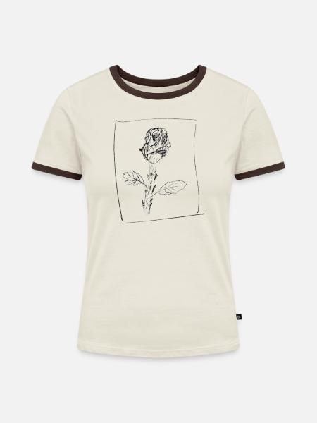 rosenbaum for bright - Frauen Kontrast-T-Shirt - Off-White/Dunkelbraun