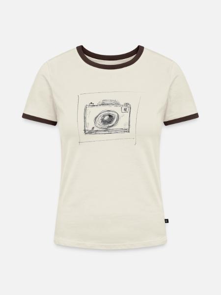 foto for bright - Frauen Kontrast-T-Shirt - Off-White/Dunkelbraun