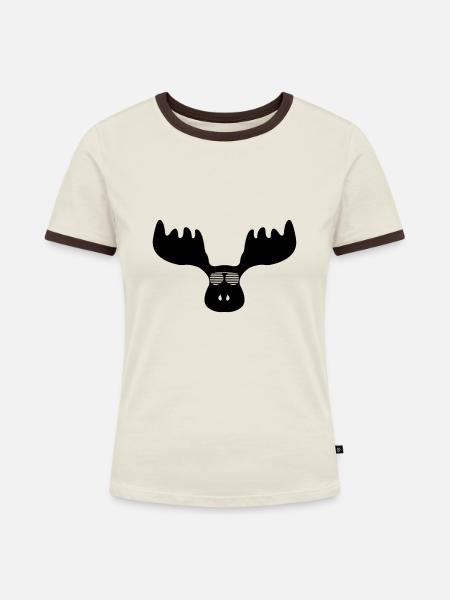 cooler elch - Frauen Kontrast-T-Shirt - Off-White/Dunkelbraun