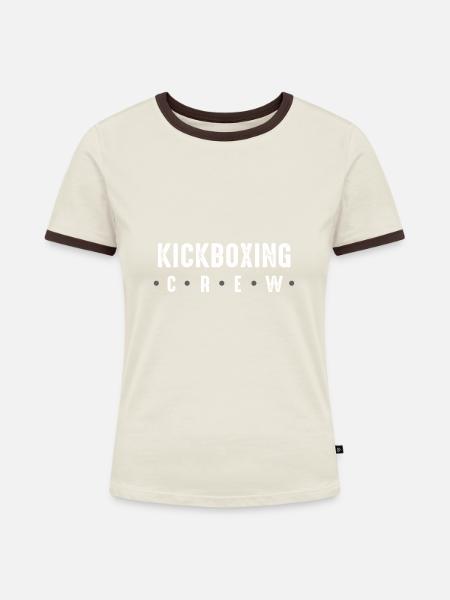 Kickboxing Crew - Frauen Kontrast-T-Shirt - Off-White/Dunkelbraun
