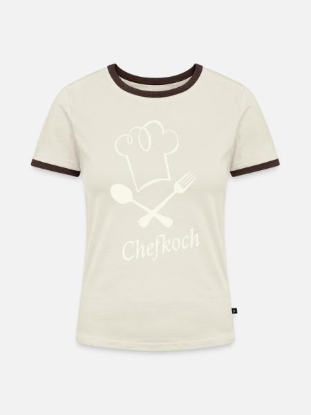 Chefkoch - Frauen Kontrast-T-Shirt - Off-White/Dunkelbraun