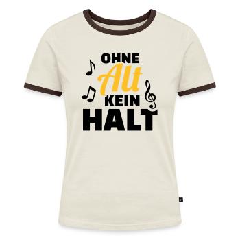 Chor - Frauen Kontrast-T-Shirt - Off-White/Dunkelbraun - Vorne - AI Model Female 172 dark (172cm)