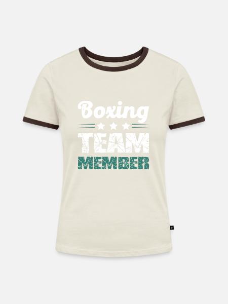 Boxing Team - Frauen Kontrast-T-Shirt - Off-White/Dunkelbraun