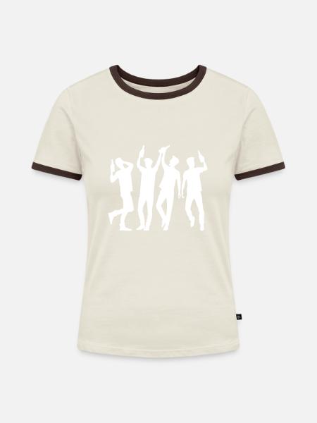 Junggesellenabschied Party Gruppe - Frauen Kontrast-T-Shirt - Off-White/Dunkelbraun