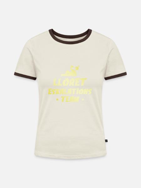 Lloret De Mar Eskalation - Frauen Kontrast-T-Shirt - Off-White/Dunkelbraun