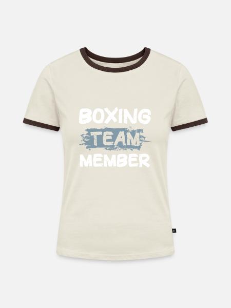 Boxing Team - Frauen Kontrast-T-Shirt - Off-White/Dunkelbraun