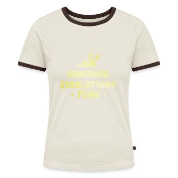 Hamburg Eskalation - Frauen Kontrast-T-Shirt - Off-White/Dunkelbraun - Vorne - AI Model Female 172 dark (172cm)