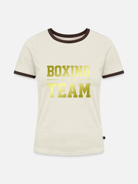 Boxing Team - Frauen Kontrast-T-Shirt - Off-White/Dunkelbraun