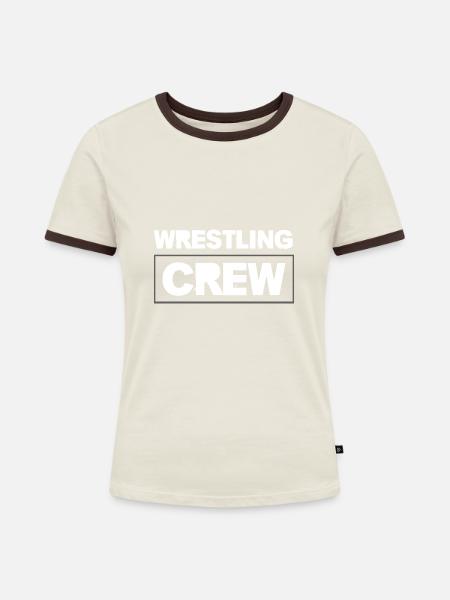 Wrestling Crew - Frauen Kontrast-T-Shirt - Off-White/Dunkelbraun