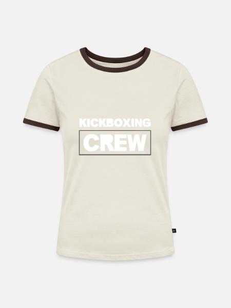 Kickboxing Crew - Frauen Kontrast-T-Shirt - Off-White/Dunkelbraun
