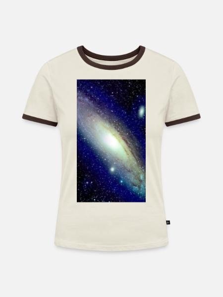 Galaxy - Frauen Kontrast-T-Shirt - Off-White/Dunkelbraun
