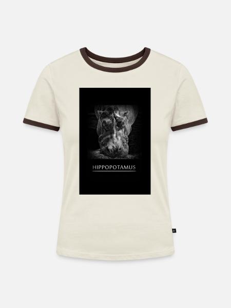 Flusspferd - Frauen Kontrast-T-Shirt - Off-White/Dunkelbraun