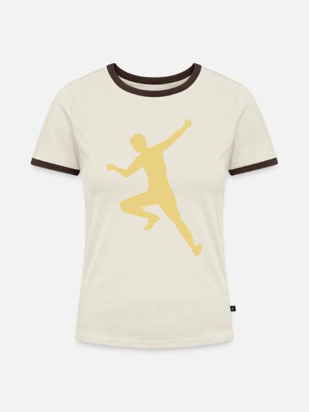 Bouldern - Frauen Kontrast-T-Shirt - Off-White/Dunkelbraun