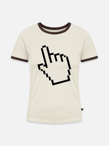 Mauszeiger 3D - Frauen Kontrast-T-Shirt - Off-White/Dunkelbraun