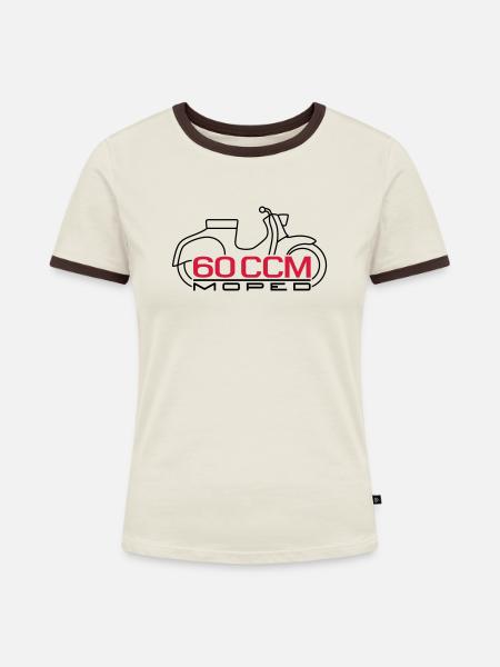 KR50 60ccm Moped Emblem - Frauen Kontrast-T-Shirt - Off-White/Dunkelbraun