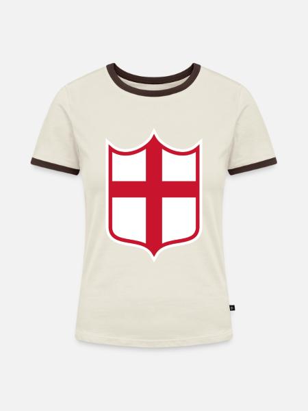 England - Frauen Kontrast-T-Shirt - Off-White/Dunkelbraun