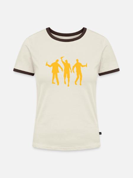 Drunk Zombies - Frauen Kontrast-T-Shirt - Off-White/Dunkelbraun