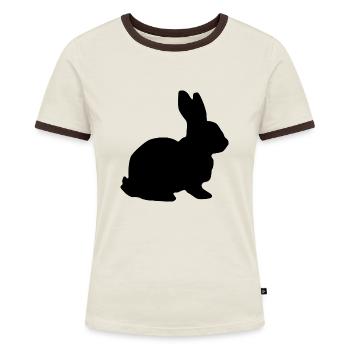 Hase - Frauen Kontrast-T-Shirt - Off-White/Dunkelbraun - Vorne - AI Model Female 172 dark (172cm)
