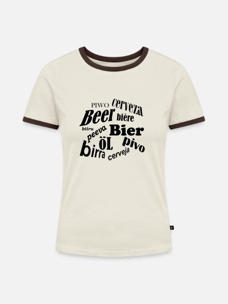 beer - Frauen Kontrast-T-Shirt - Off-White/Dunkelbraun