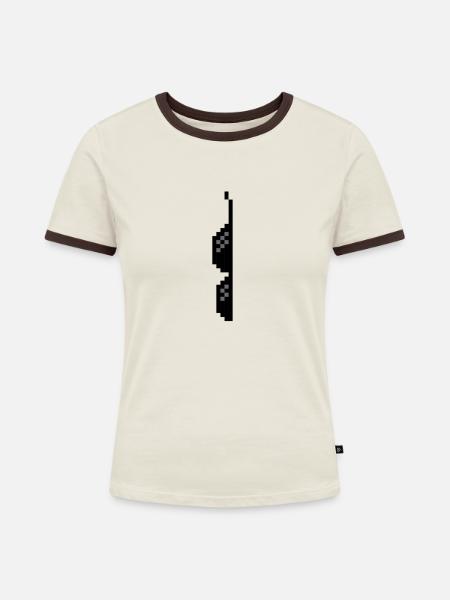 Th.. Life Brille Geschenk Idee - Frauen Kontrast-T-Shirt - Off-White/Dunkelbraun