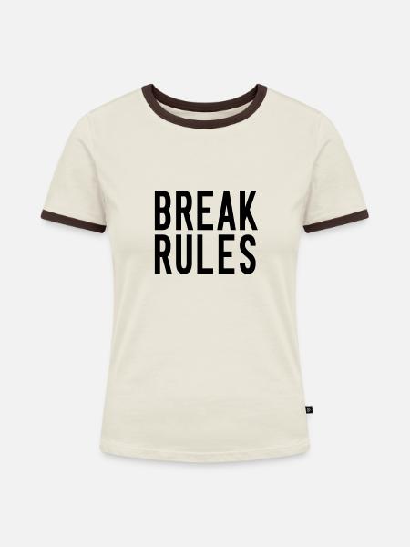 break rules black - Frauen Kontrast-T-Shirt - Off-White/Dunkelbraun