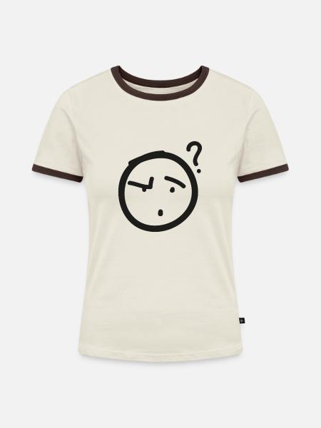 Fragezeichen - Frauen Kontrast-T-Shirt - Off-White/Dunkelbraun
