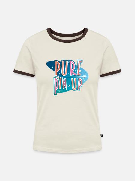 Blaue Atom-PPU - Frauen Kontrast-T-Shirt - Off-White/Dunkelbraun