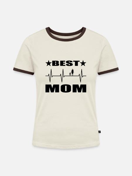 Mama - Frauen Kontrast-T-Shirt - Off-White/Dunkelbraun