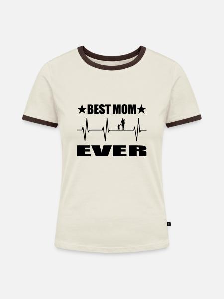 Mama - Frauen Kontrast-T-Shirt - Off-White/Dunkelbraun