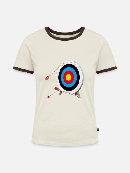 Zielscheibe daneben - Frauen Kontrast-T-Shirt - Off-White/Dunkelbraun