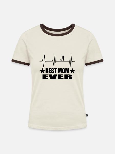 Mama - Frauen Kontrast-T-Shirt - Off-White/Dunkelbraun
