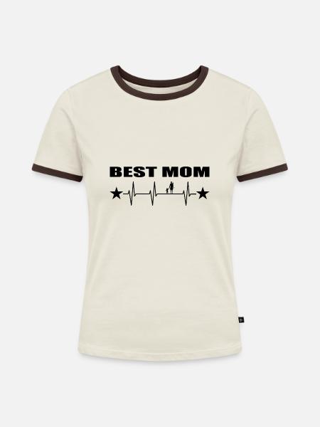 Mama - Frauen Kontrast-T-Shirt - Off-White/Dunkelbraun