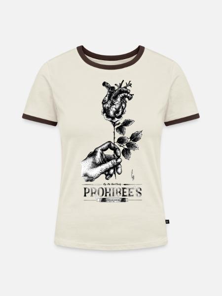 "Der Duft" - Frauen Kontrast-T-Shirt - Off-White/Dunkelbraun