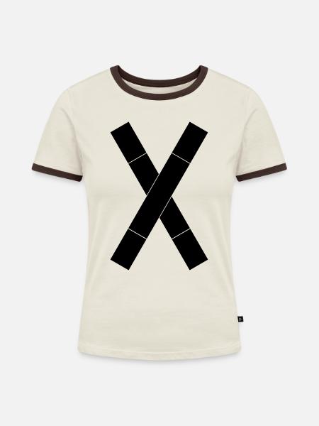 Andreaskreuz 1-farbig - Frauen Kontrast-T-Shirt - Off-White/Dunkelbraun